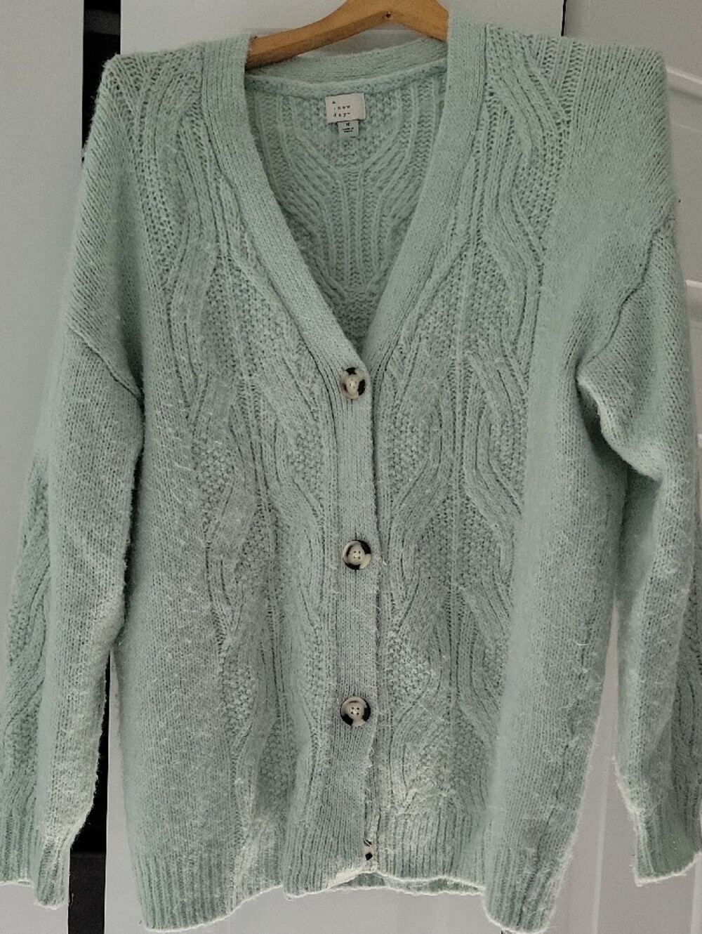 a new day Mint Green Cable-Knit Button Cardigan